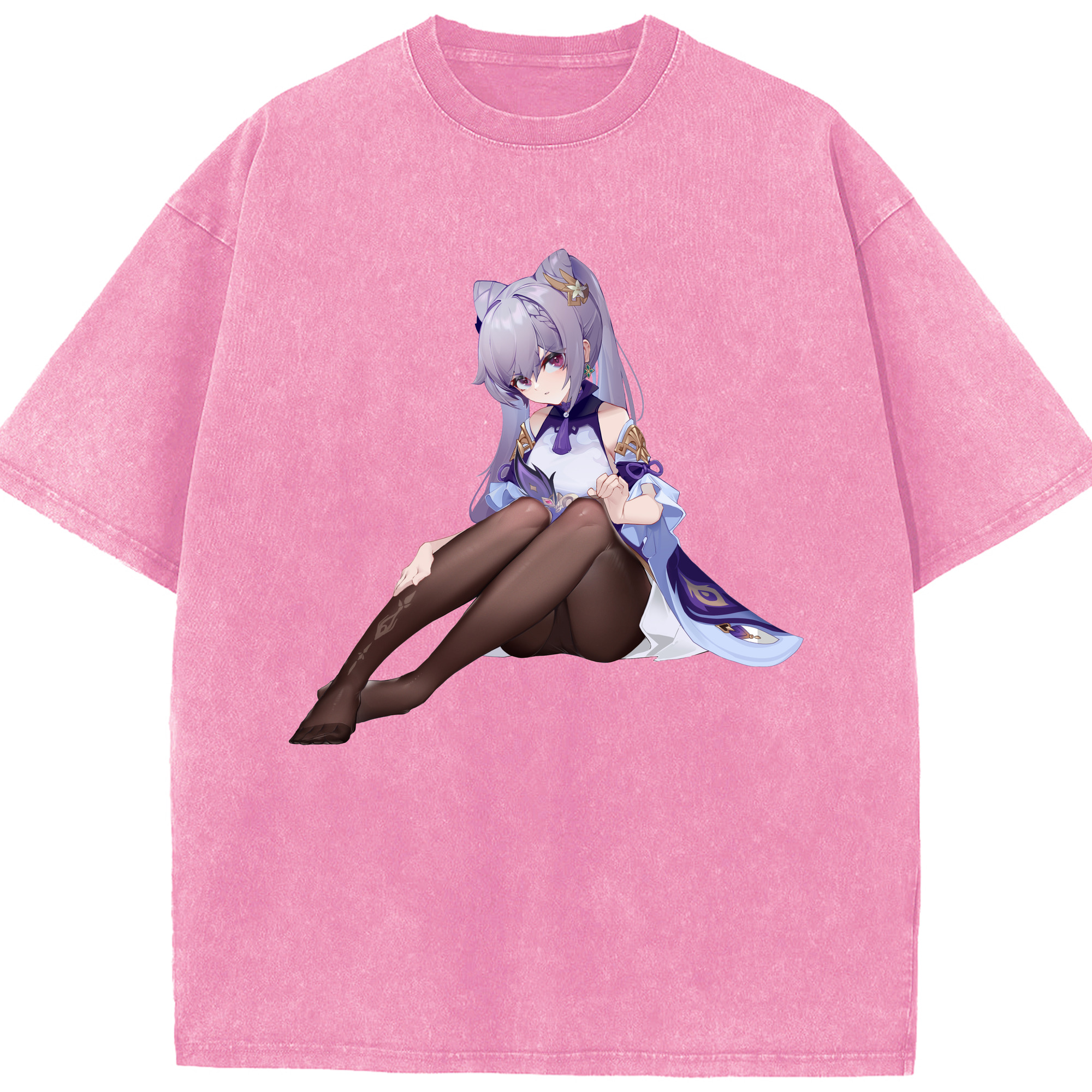 げんし神 刻晴 こくせい genshin Kokusei 綿100% ヴィンテージ風 半袖Tシャツ（フロントプリント）